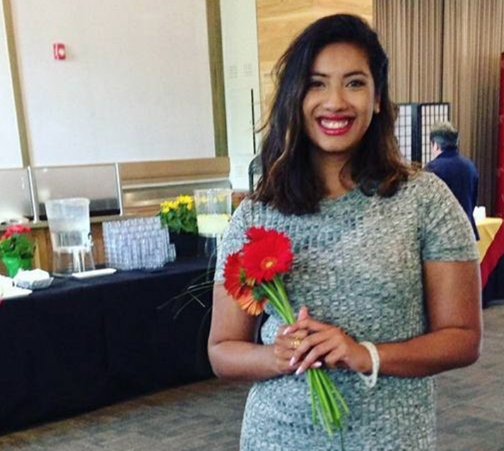 Shanna Maria is smiling after a PR event concluded.